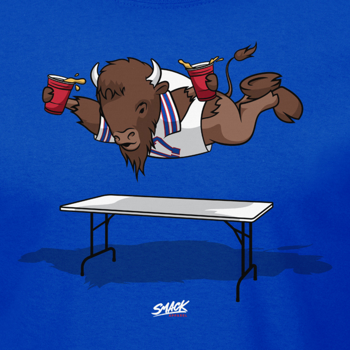Smash Tables Buffalo Football Fan T-Shirt - Ladies V-Neck, Royal, Sizes SM-5XL