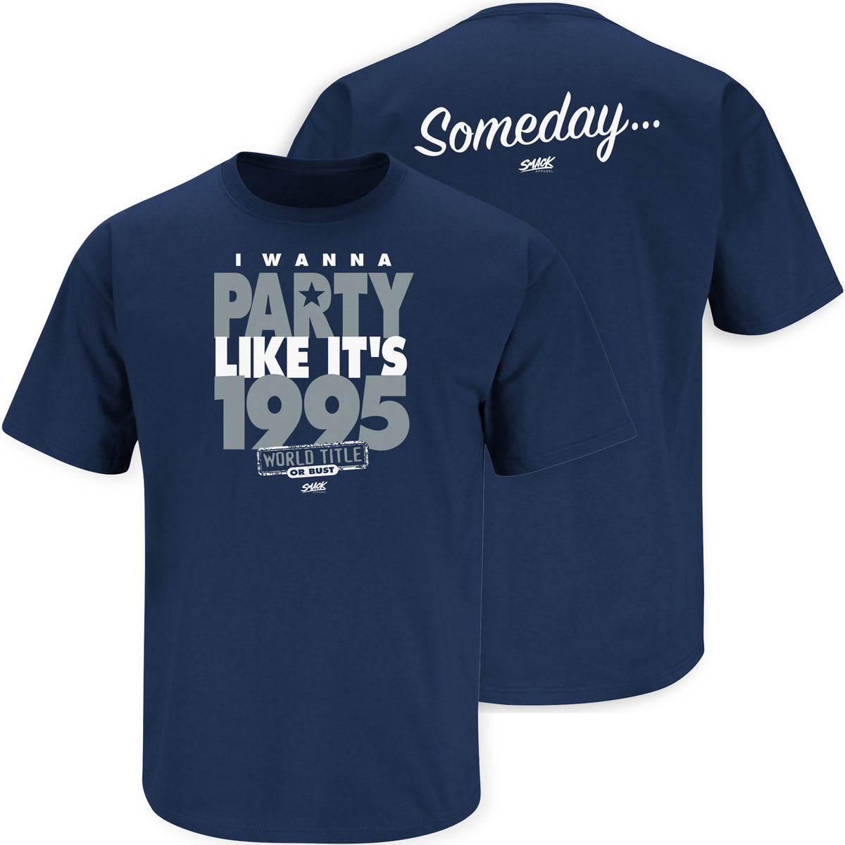 SMACK APPAREL Dallas Football Fans Shirt - "A Drinking Town With A Football Problem" Navy Tee, Large