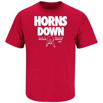 Horns Down All Day T-Shirt for Ohio State College Fans (SM-5XL)