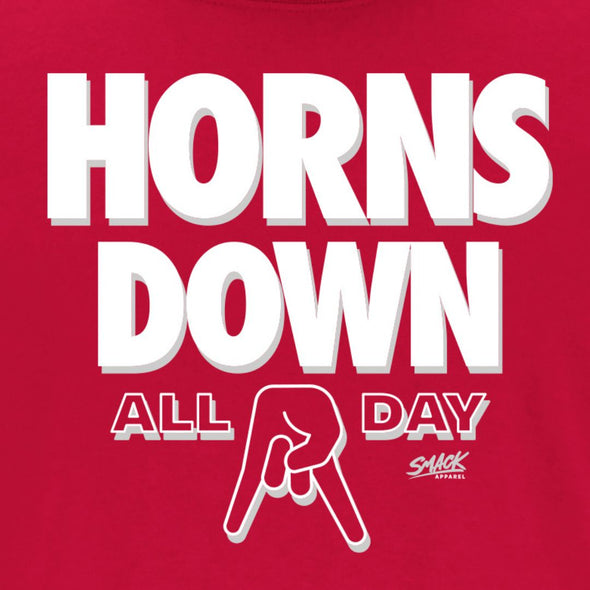 Horns Down All Day T-Shirt for Ohio State College Fans (SM-5XL)
