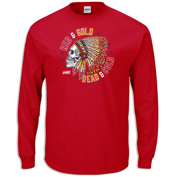 Red and Gold Till I'm Dead and Cold Shirt for Kansas City Football Fans