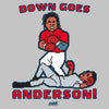 Down Goes Anderson! Retro Punch-out T-Shirt for Cleveland Baseball Fans (SM-5XL)