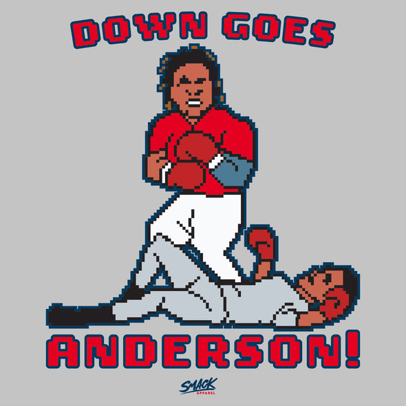 Down Goes Anderson! Retro Punch-out T-Shirt for Cleveland Baseball Fans (SM-5XL)