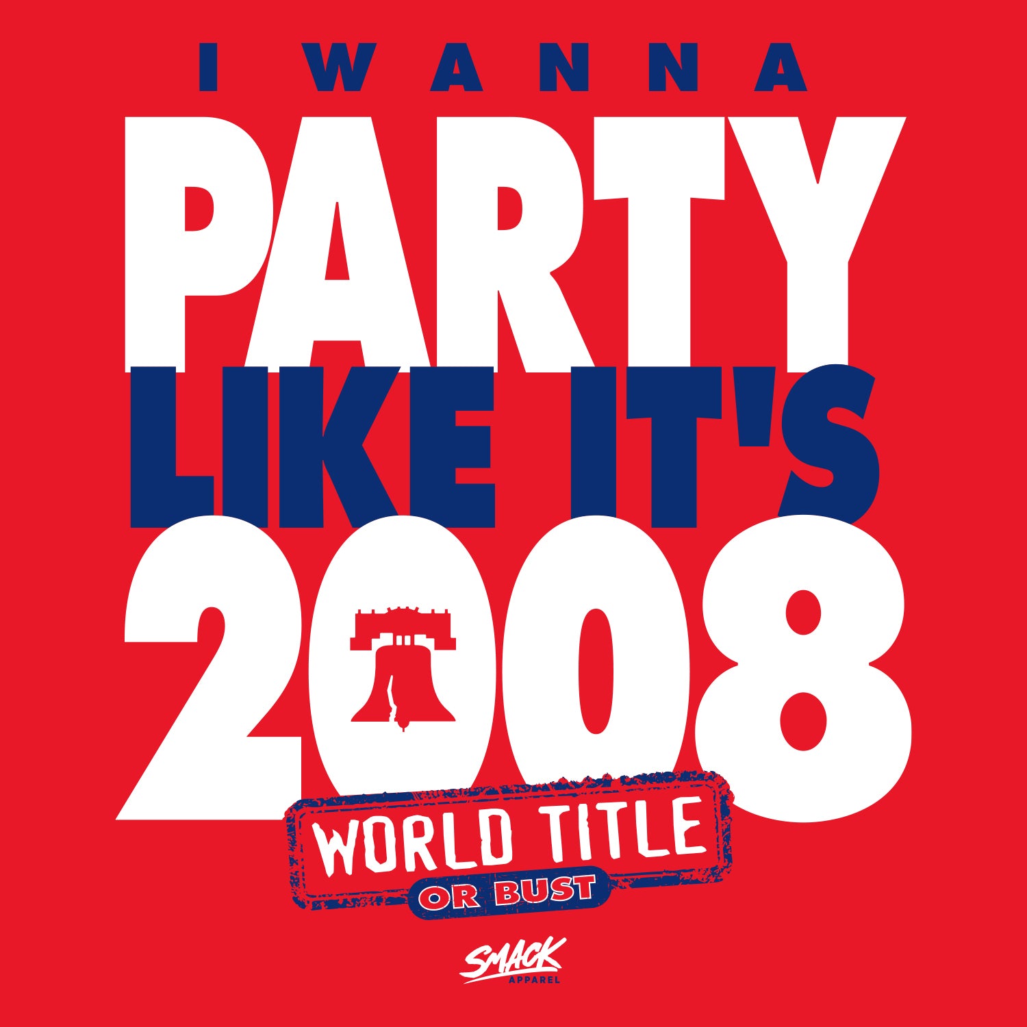 I Wanna Party Like It's 2008 T-Shirt for Philadelphia Baseball Fans (SM-5XL)
