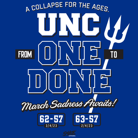 from ONE to DONE (anti-UNC) T-Shirt for Duke College Basketball Fans (SM-5XL)