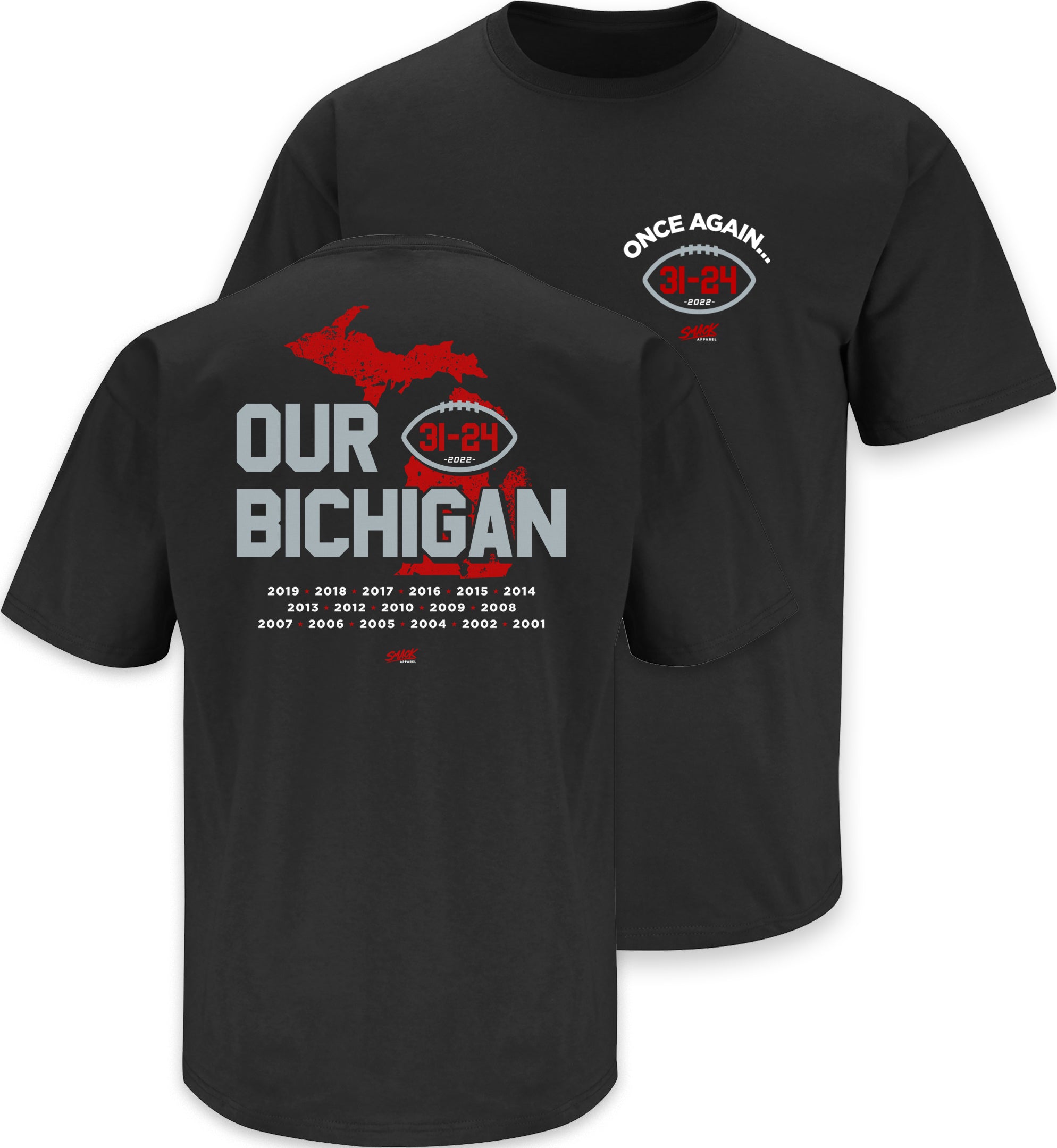 Smack Apparel The Ohio State Our Bichigan Score For Michigan College Fans T  Shirt