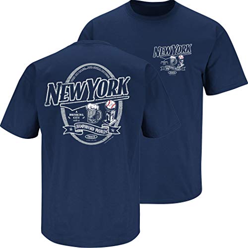 New York Baseball Fans. A Drinking City with a Championship Problem Navy T-Shirt (Sm-5X)