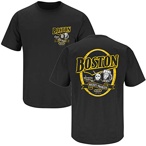 Smack Apparel Boston A Hockey Town with A Drinking Problem Shirt | Boston Pro Hockey Apparel | Shop Unlicensed Boston Gear Small / Long Sleeve / Black