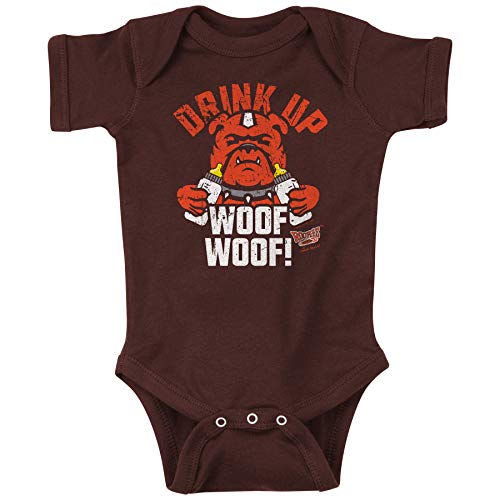 Drink Up Woof Woof! | Unlicensed Cleveland Pro Football Baby Bodysuits or Toddler Tees