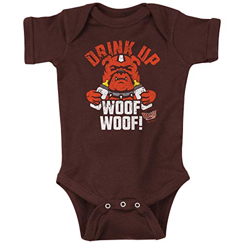 Drink Up Woof Woof! | Unlicensed Cleveland Pro Football Baby Bodysuits or Toddler Tees