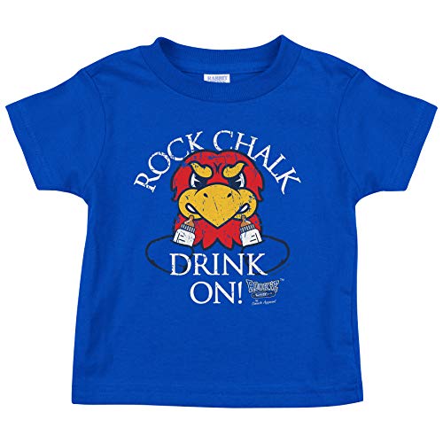 Rookie Wear By Kansas Basketball Fans. Rock Chalk Drink On! Royal Onesie (NB-18M) or Toddler Tee (2T-4T)
