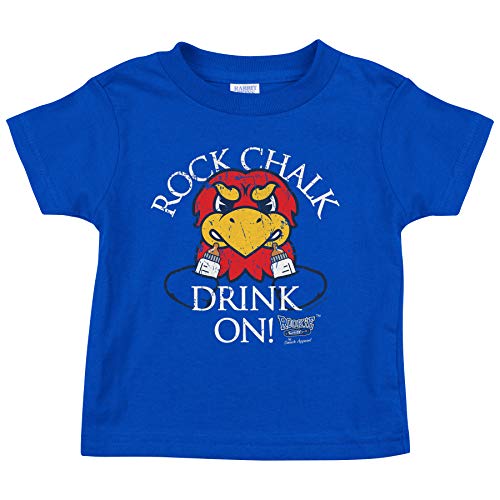 Rookie Wear By Kansas Basketball Fans. Rock Chalk Drink On! Royal Onesie (NB-18M) or Toddler Tee (2T-4T)