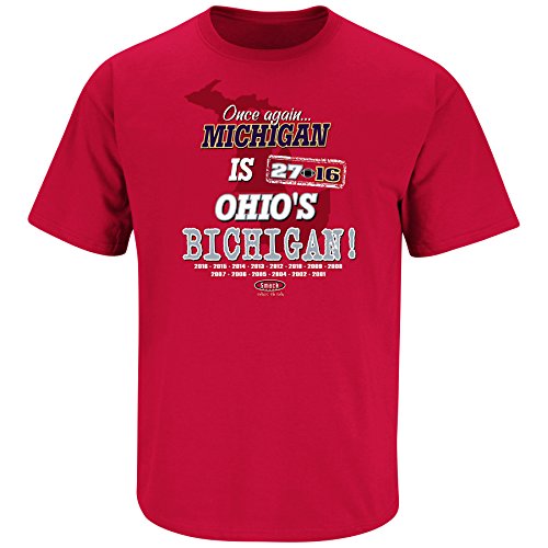 Ohio State Football Fans. Victory Over Michigan - Michigan is Ohio's Bichigan! Red T-Shirt (Sm-5X)