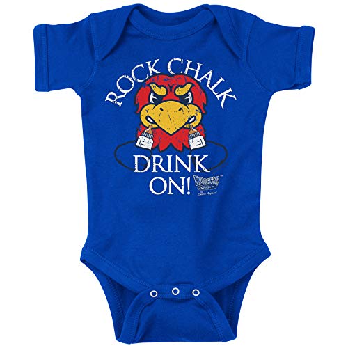 Rookie Wear By Kansas Basketball Fans. Rock Chalk Drink On! Royal Onesie (NB-18M) or Toddler Tee (2T-4T)