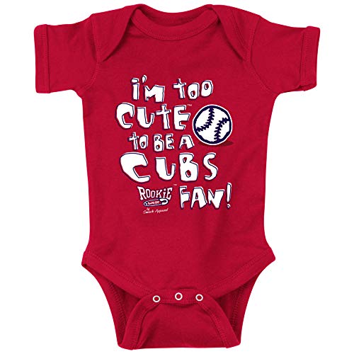 St Louis Baseball Fans. I'm Too Cute (Anti-Cubs or Anti-Royals) Onesie (NB-18M) or Toddler Tee (2T-4T) 6M / Onesie / Red