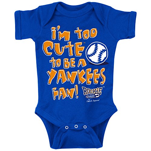 New York Baseball Fans (NYM). Too Cute Royal Onesie (NB-18M) or Toddler Tee (2t-4t), 12M / Blue