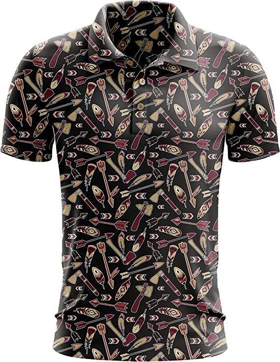 Fore Fans Seminole Indian Print Golf Shirt for Men | Tribal Men's Golf Polo T-Shirt