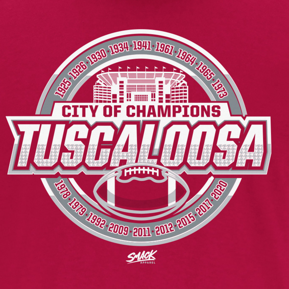 Tuscaloosa City of Champions T-Shirt for Alabama College Football Fans