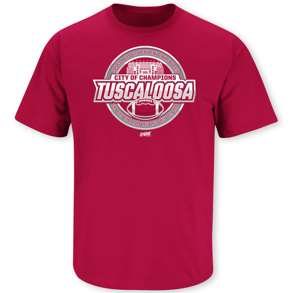 Tuscaloosa City of Champions T-Shirt for Alabama College Football Fans