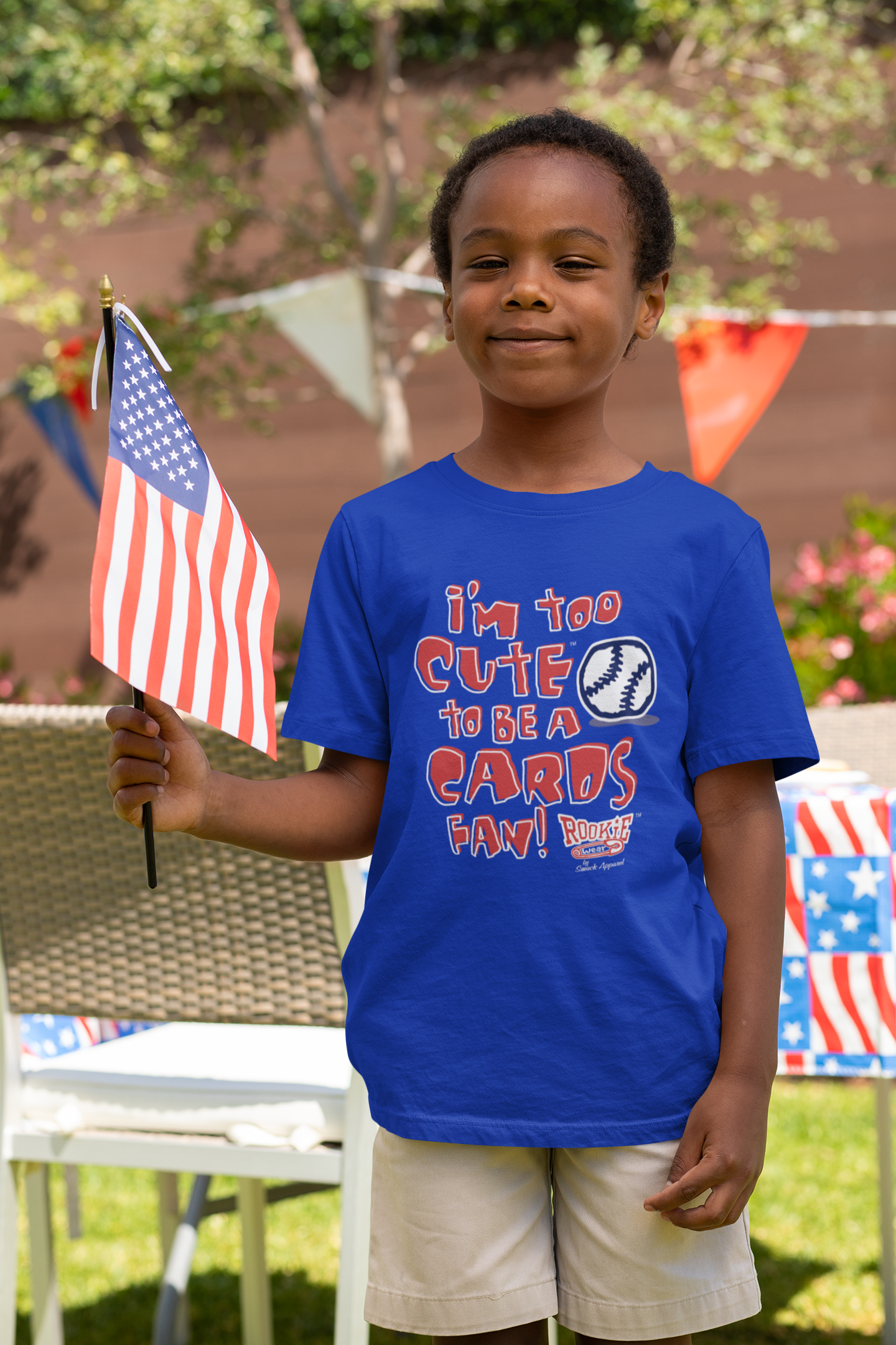 I'm Too Cute to be a Cards Fan (for Chicago) Blue Onesie (NB-18M) or  Toddler Tee (2T-4T)