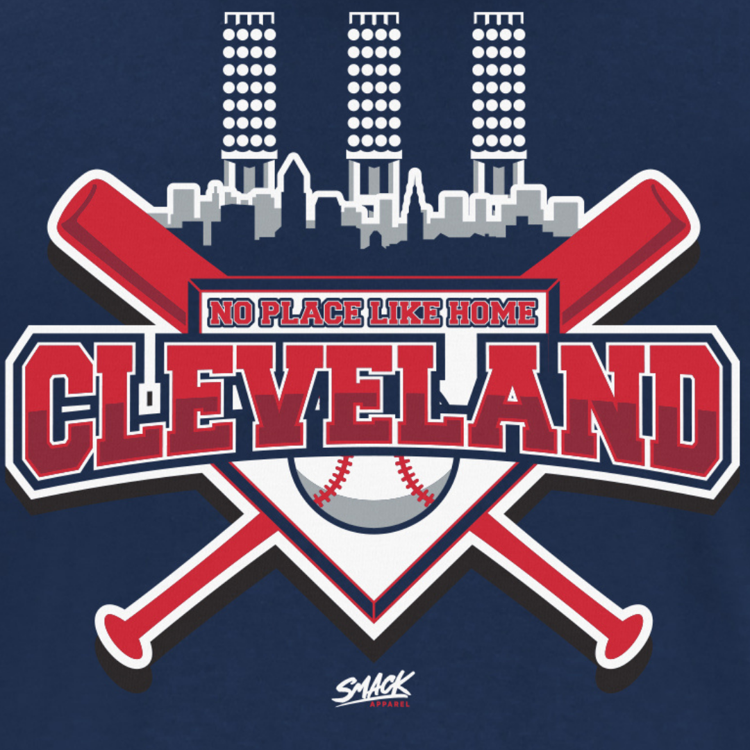 Smack Apparel No Place Like Home T-Shirt for Cleveland Baseball Fans | Unlicensed Cleveland Baseball Gear Short Sleeve / Large / Navy