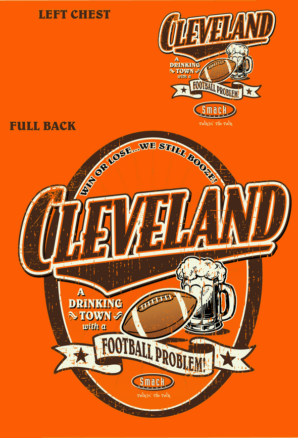 Cleveland a Drinking Town with a Football Problem. Orange T-Shirt (Sm-5X) | Cleveland Footballs Fans