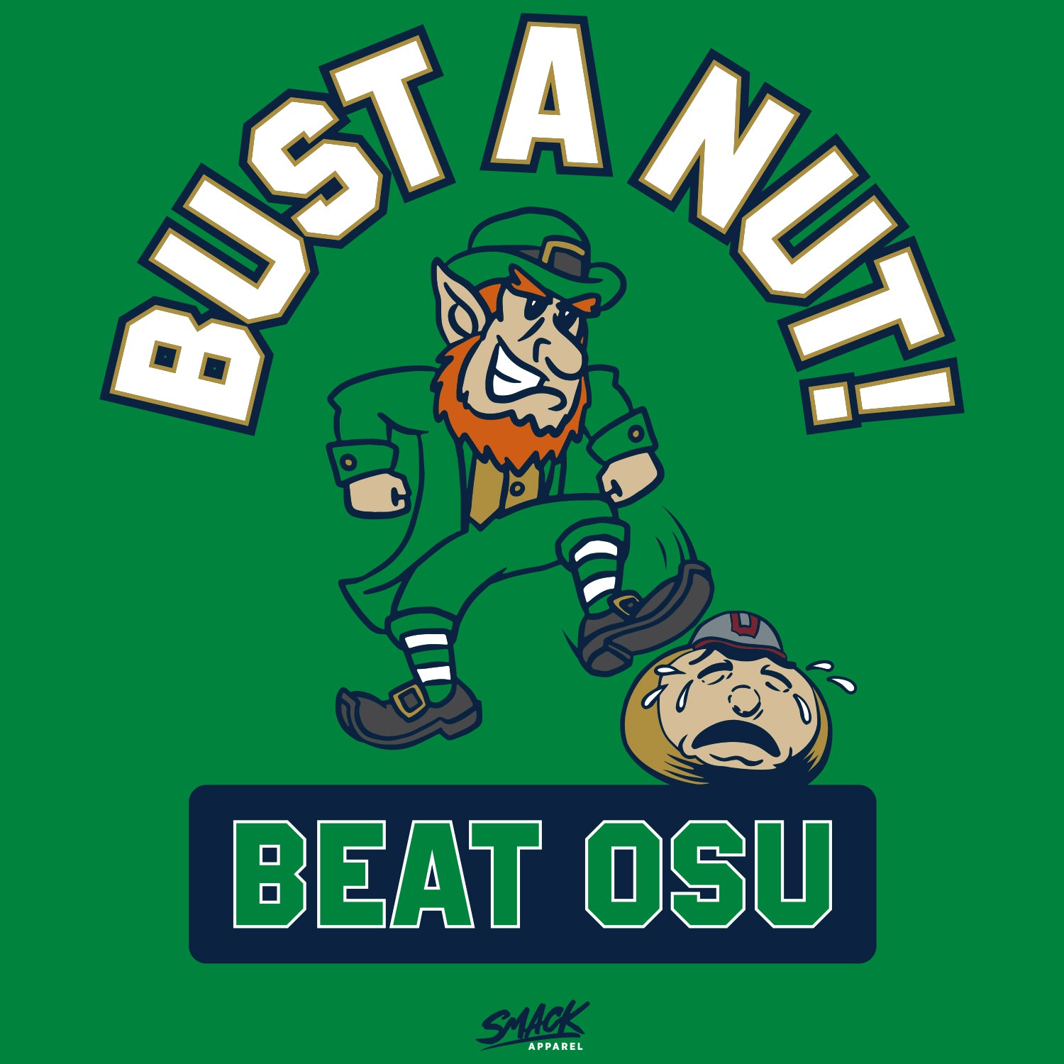 Bust A Nut! Beat Ohio State (Blue/Maize) T-Shirt for Michigan College Fans (SM-5XL) Short Sleeve / Maize / Small