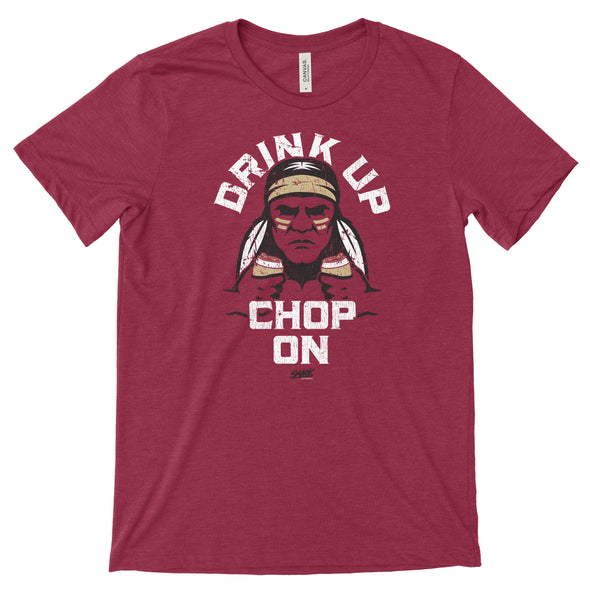 Drink Up Chop On Ladies Shirt | Florida State College Football Ladies Apparel