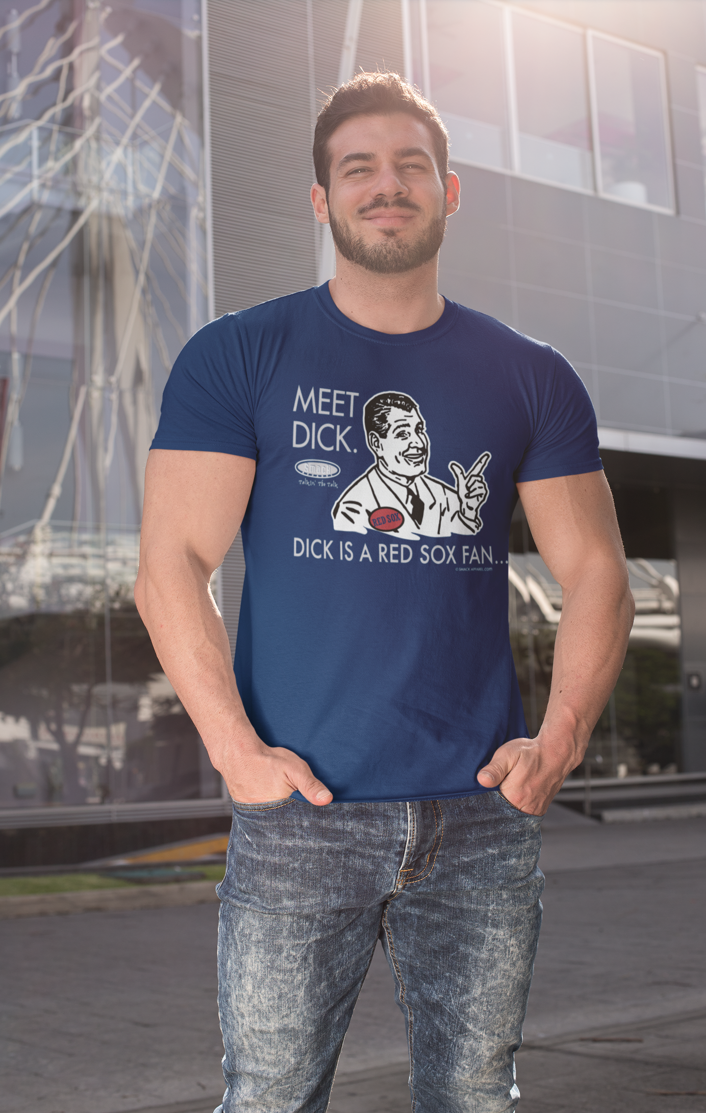 Smack Apparel New York Baseball Fans (NYY) | Don't Be A Dick (Anti-Red Sox) Small / Short Sleeve / Navy