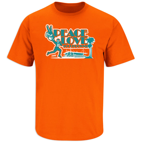 Peace, Love, Touchdowns T-Shirt for Miami Football Fans | Miami Football Fan Gear