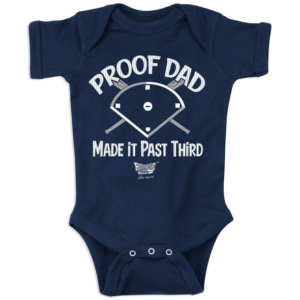 Proof Dad Made it Past Third | New York Pro Baseball Baby Bodysuits or Toddler Tees