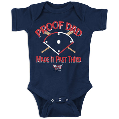 Proof Dad Made it Past Third | Boston Pro Baseball Baby Bodysuits or Toddler Tees