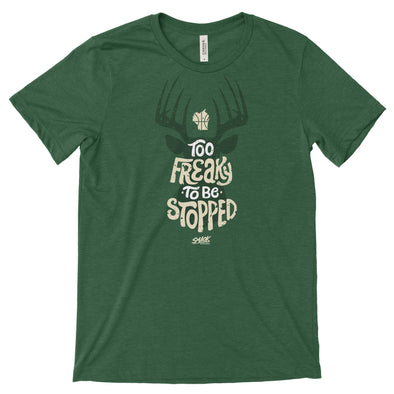 Too Freaky To Be Stopped Shirt | Buck Outline Milwaukee Basketball T-Shirt
