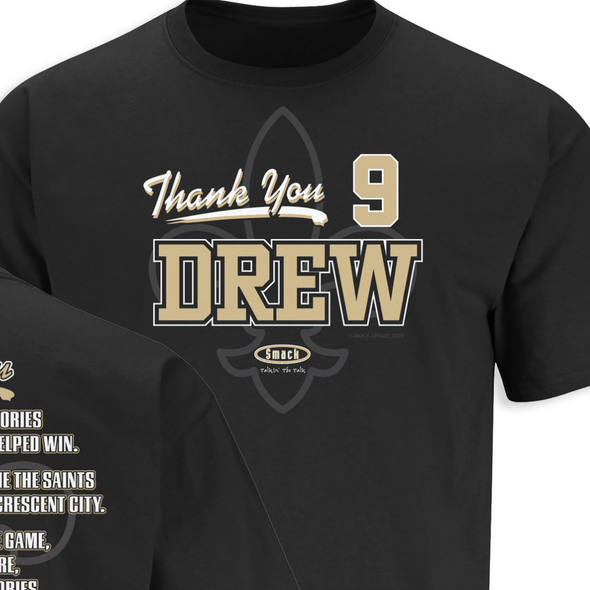 Thanks Drew #9 (2-Sided) Tribute Shirt | New Orleans Unlicensed Thank You Shirt