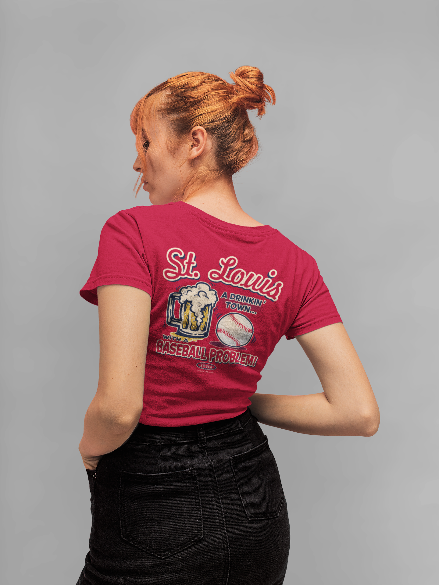 St. Louis Pro Baseball Apparel | St. Louis A Drinking Town with A Baseball Problem Shirt Short Sleeve / Large / Red