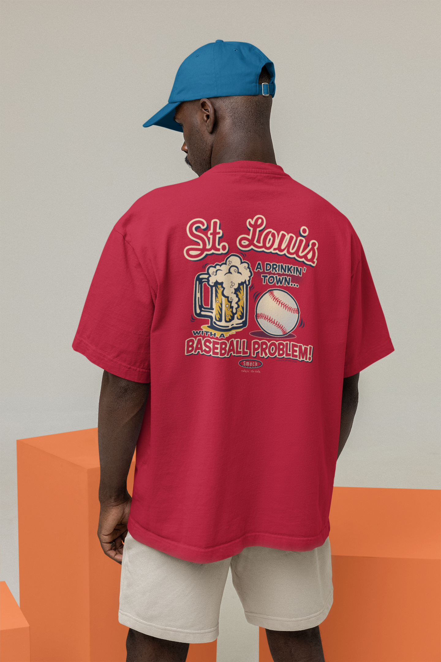 St. Louis Pro Baseball Apparel | St. Louis A Drinking Town with A Baseball Problem Shirt Short Sleeve / Large / Red