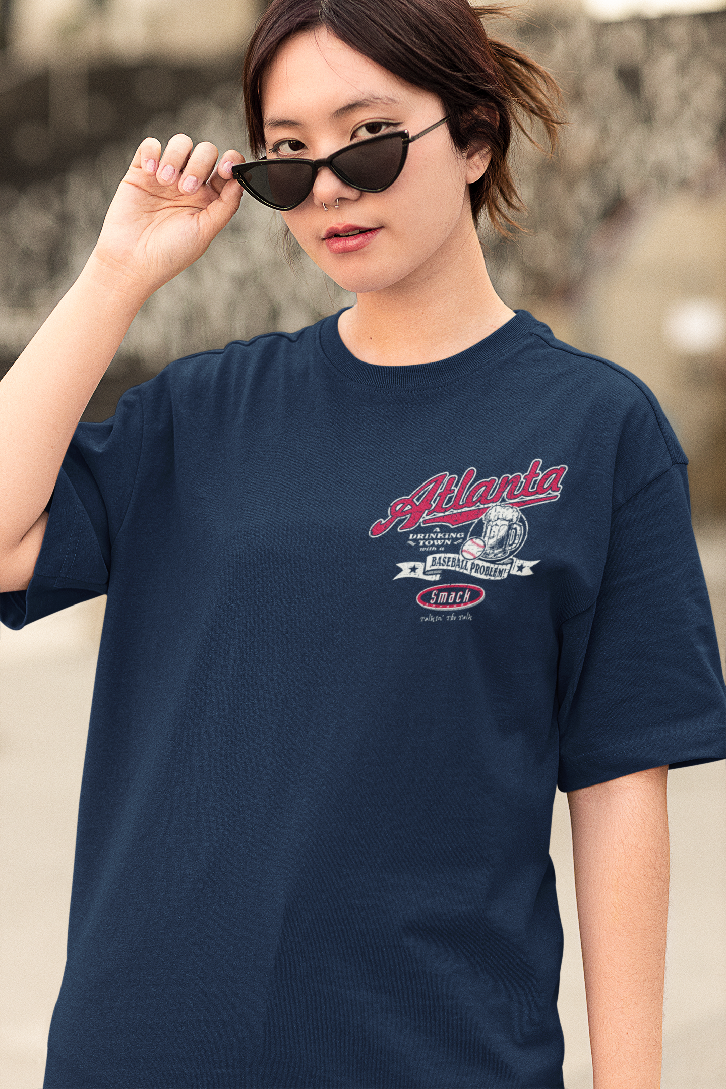 Smack Apparel Atlanta Baseball Fans - Baseball in Atlanta Shirt Small / Navy