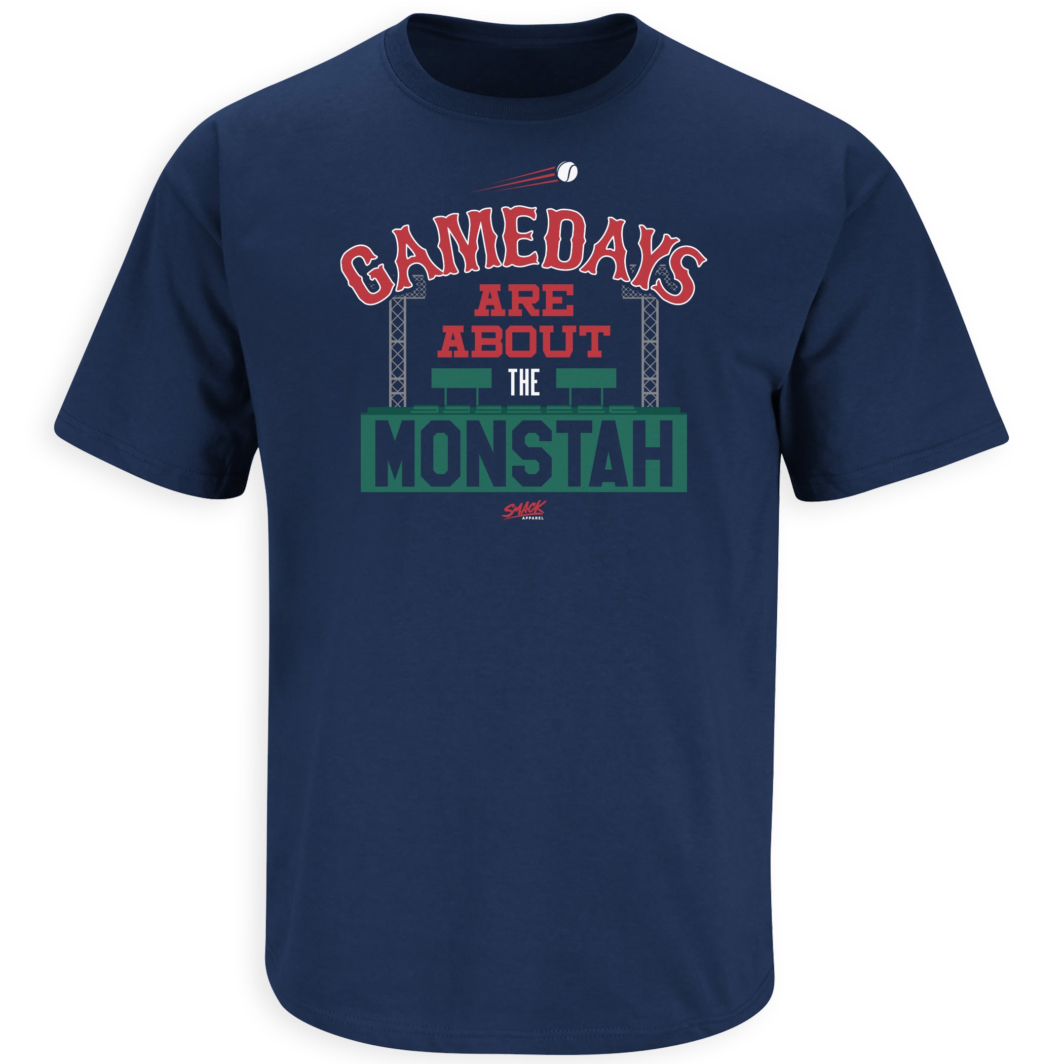 Smack Apparel Gamedays Are About The Monstah T-Shirt for Boston Baseball Fans (SM-5XL) Short Sleeve / XX-Large / Navy